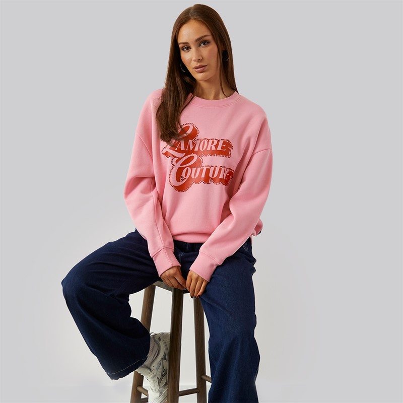 L'amore Couture Womens Denver Sweatshirt Pink
