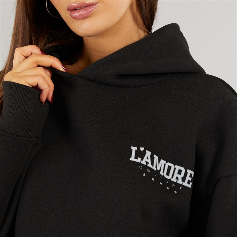 L'amore Couture Womens Desert Hoodie Black