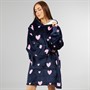 L'amore Couture Womens Heart Oversized Hoodie Navy Pink