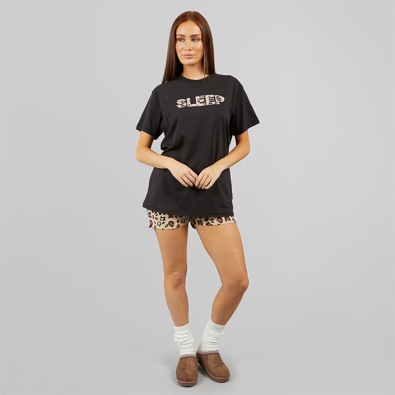 L'amore Couture Womens Sleep Pyjama Black/Leopard