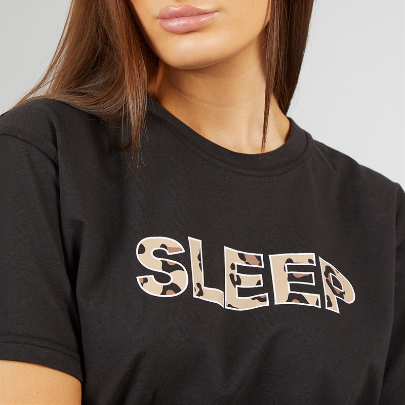 L'amore Couture Womens Sleep Pyjama Black/Leopard