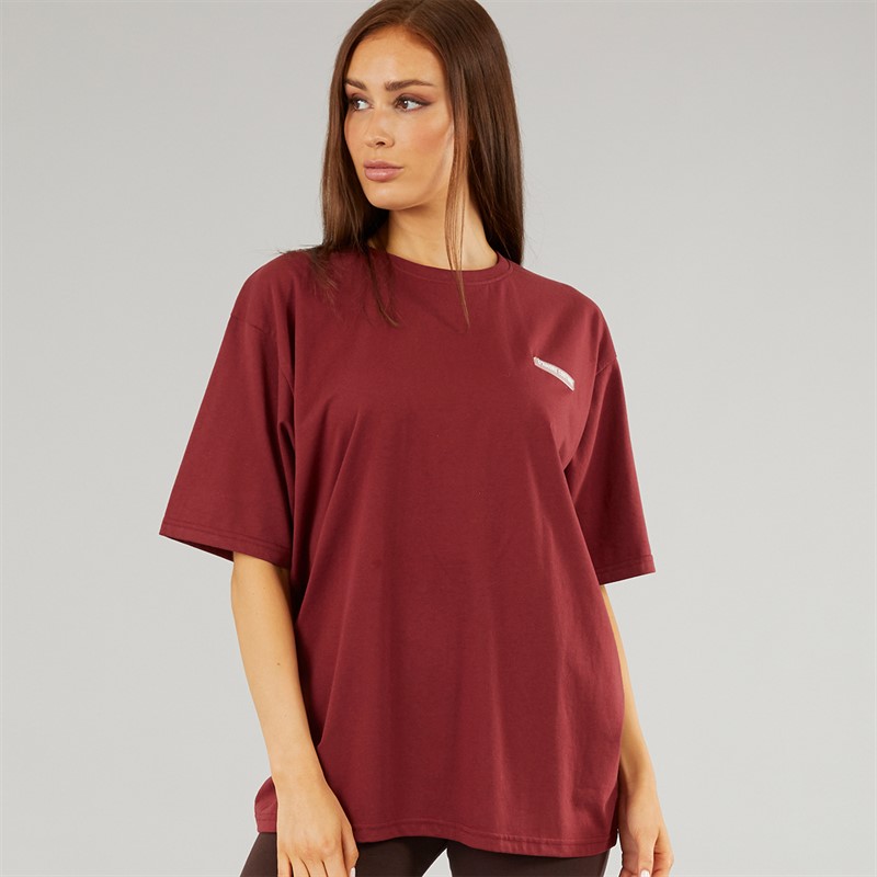 L'amore Couture Womens Norwalk Oversized T-Shirt Burgundy