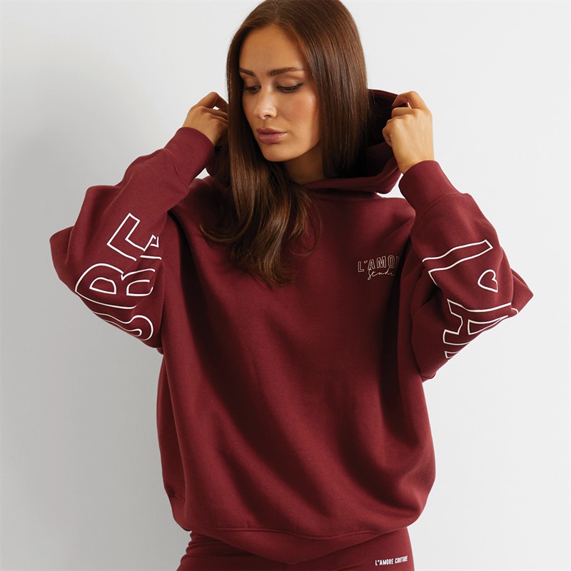 L'amore Couture Womens Norwalk Hoodie Burgundy