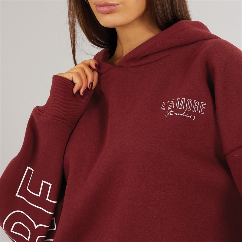 L'amore Couture Womens Norwalk Hoodie Burgundy