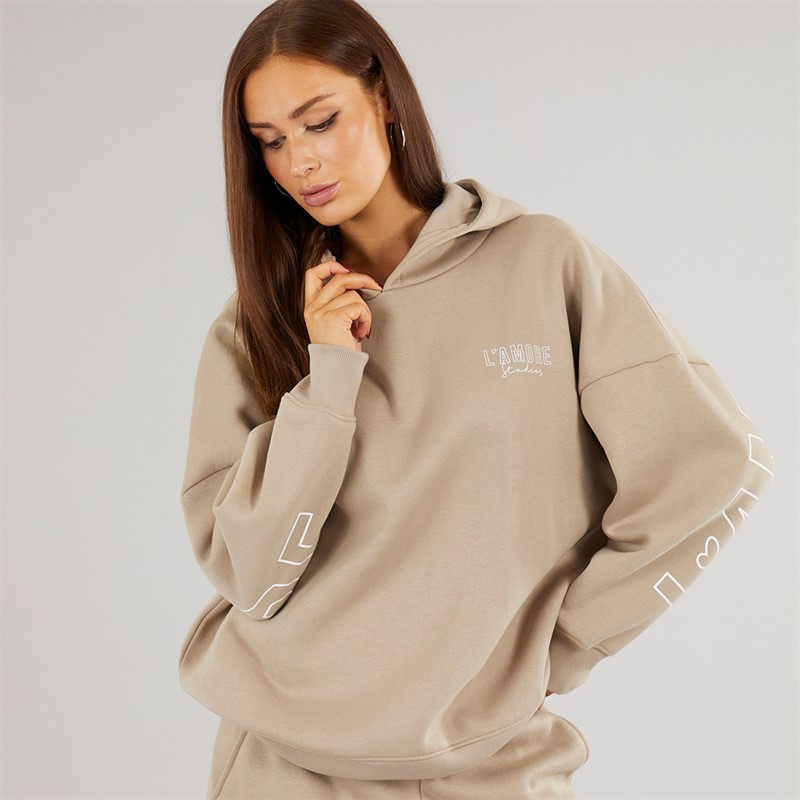 L'amore Couture Womens Norwalk Hoodie Taupe