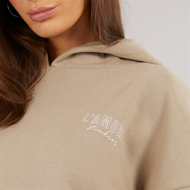 L'amore Couture Womens Norwalk Hoodie Taupe