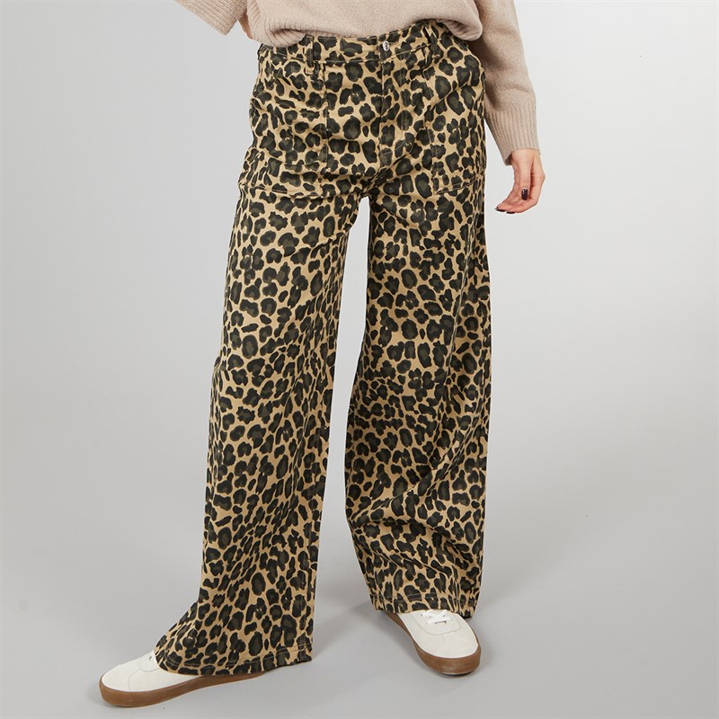 L'amore Couture Womens Davenport Wide Leg Jeans Leopard - Size 10