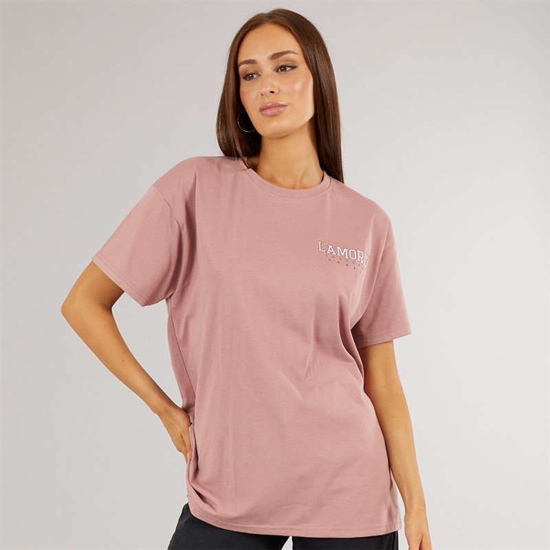 L'amore Couture Womens Berkley Oversized T-Shirt Pink