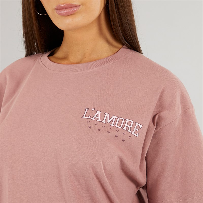 L'amore Couture Womens Berkley Oversized T-Shirt Pink
