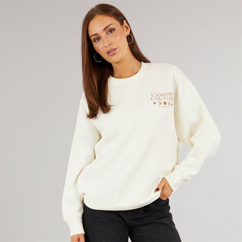 L'amore Couture Womens Covington Sweatshirt Ecru