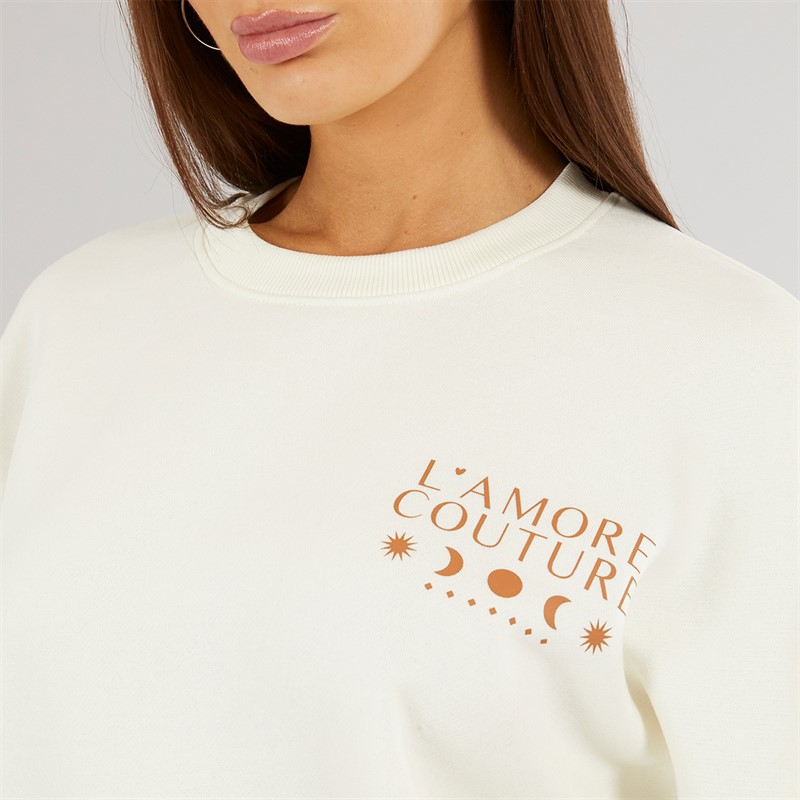 L'amore Couture Womens Covington Sweatshirt Ecru