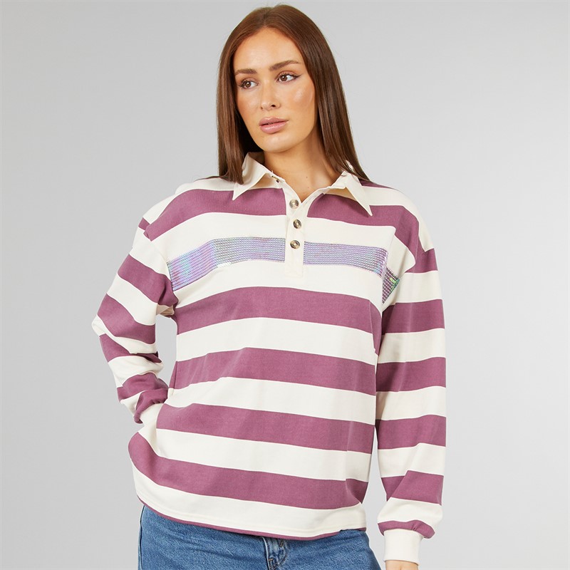 L'amore Couture Womens Bessemer Rugby Shirt Multi striped - Size 14