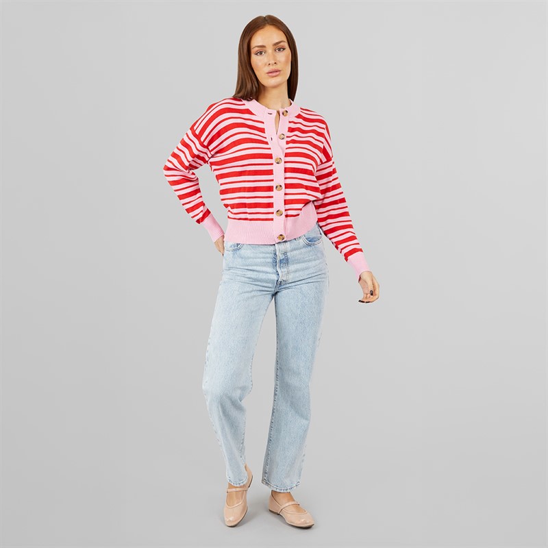 L'amore Couture Womens Littleton Cardigan Pink Red