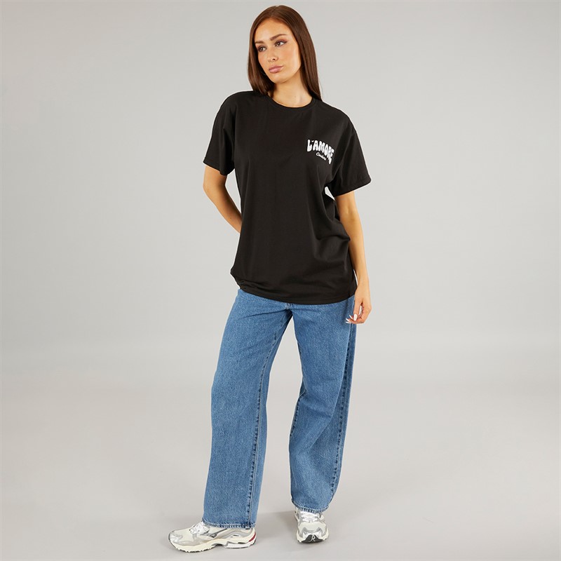 L'amore Couture Womens Oversized Valey T-Shirt Black