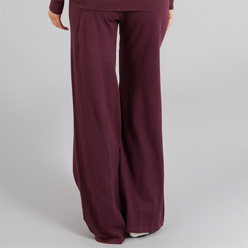 L'amore Couture Womens Santa Barbara Wide Leg Knitted Joggers Burgundy