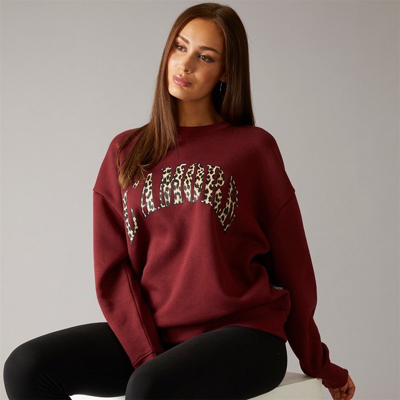L'amore Couture Womens Hammond Sweatshirt Burgundy - Size 12