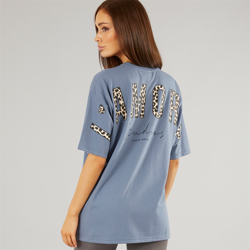 L'amore Couture Womens Fairhaven Oversized T-Shirt Charcoal