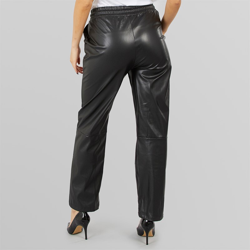 L'amore Couture Womens Clanton PU Joggers Black