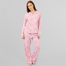 L'amore Couture Womens Candy Cane Christmas Heart Pyjama Pink