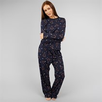 L'amore Couture Womens Christmas Tree Pyjama Navy