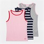 L'amore Couture Womens Three Pack Vests Bubble Gum Pink/Stripe/Grey Marl