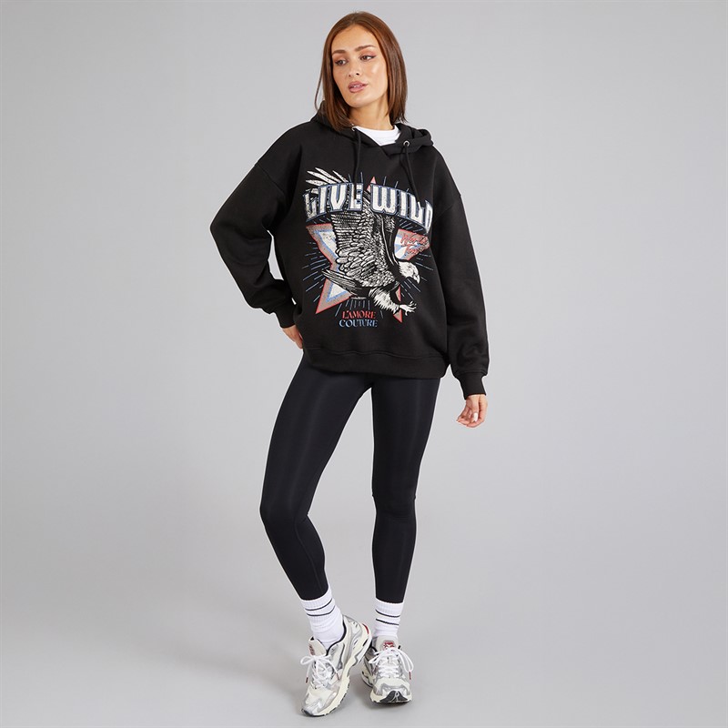 L'amore Couture Womens Live Wild Hoodie Black