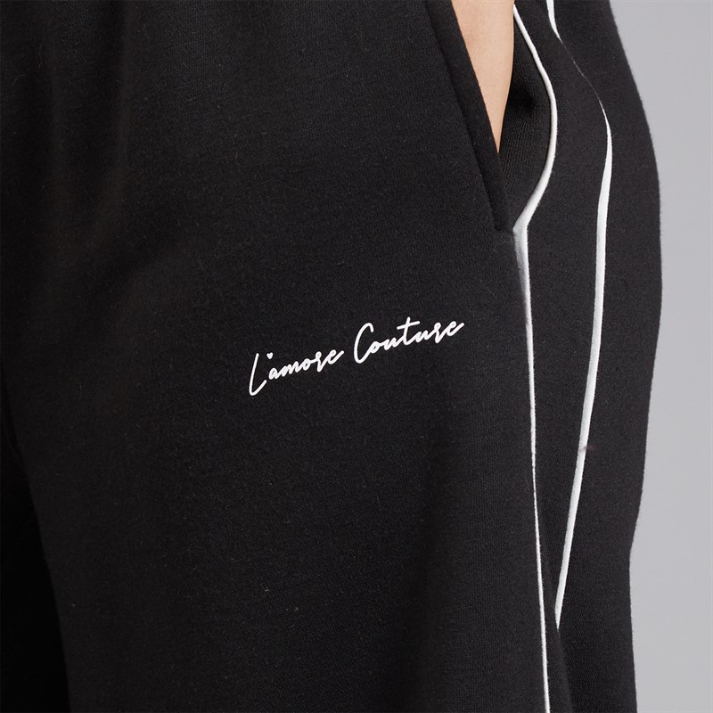 L'amore Couture Womens Polly Wide Leg Joggers Black