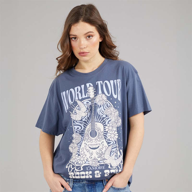 L'amore Couture Womens World Tour T-Shirt Blue