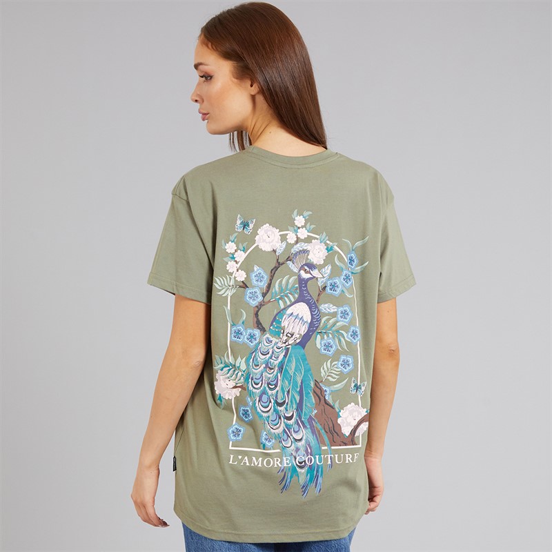 L'amore Couture Womens Peacock T-Shirt Green