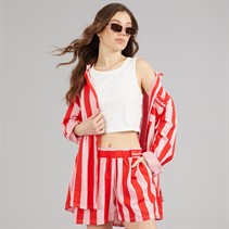 L'amore Couture Womens Corfu Shirt and Shorts Co-Ord Set Red/Pink