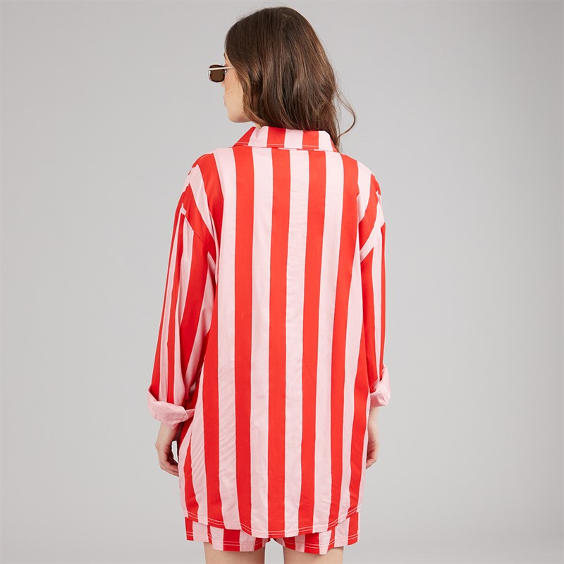 L'amore Couture Womens Corfu Shirt and Shorts Co-Ord Set Red/Pink