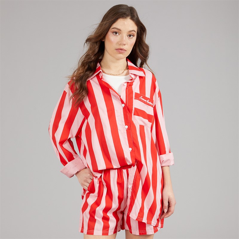 L'amore Couture Womens Corfu Shirt and Shorts Co-Ord Set Red/Pink