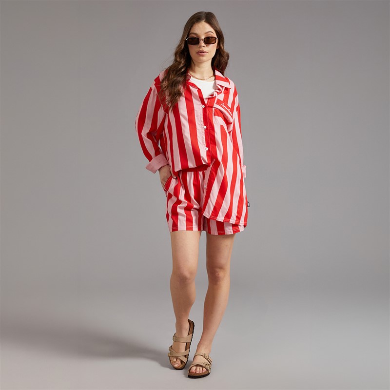 L'amore Couture Womens Corfu Shirt and Shorts Co-Ord Set Red/Pink