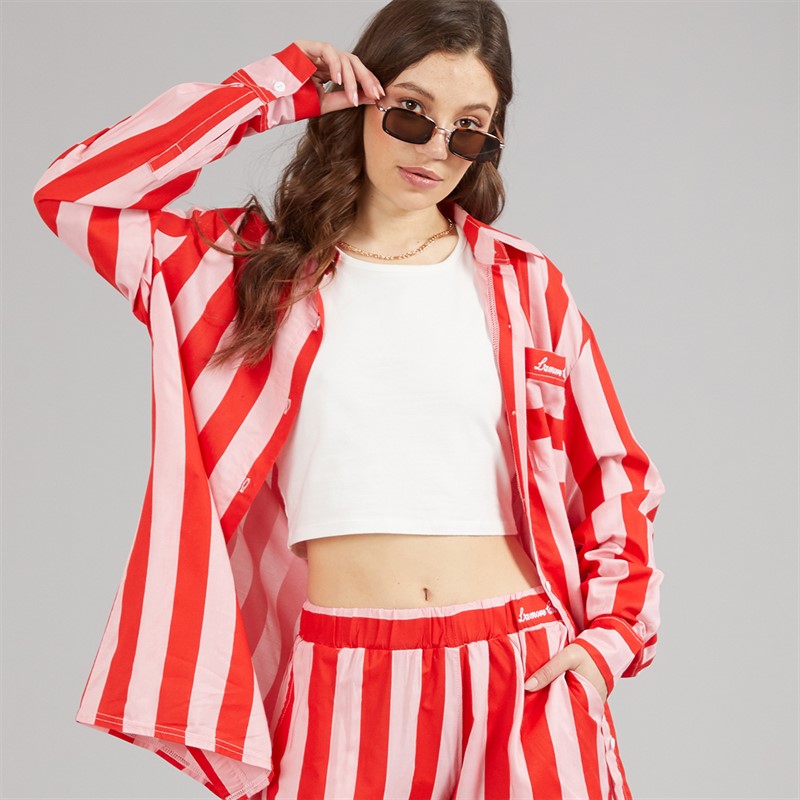 L'amore Couture Womens Corfu Shirt and Shorts Co-Ord Set Red/Pink