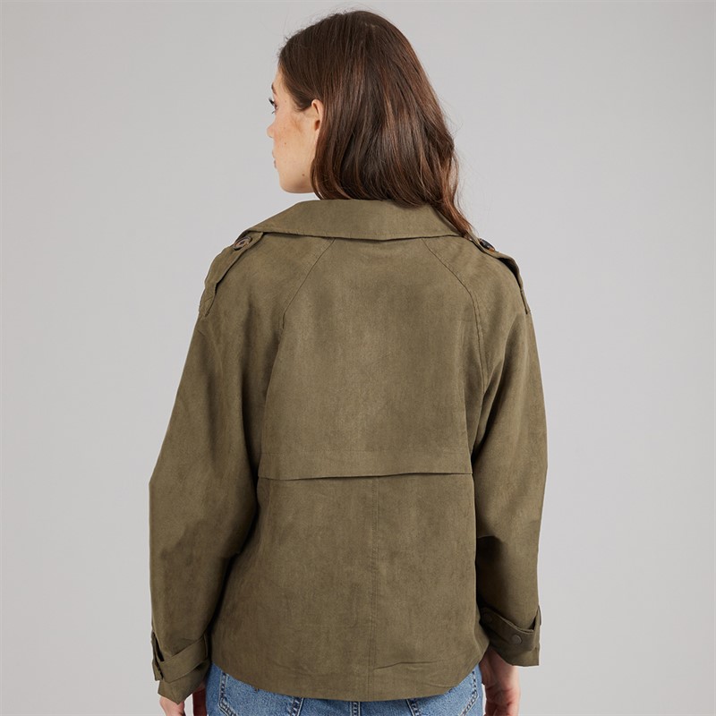 L'amore Couture Womens Olo Raglan Trench Jacket Khaki