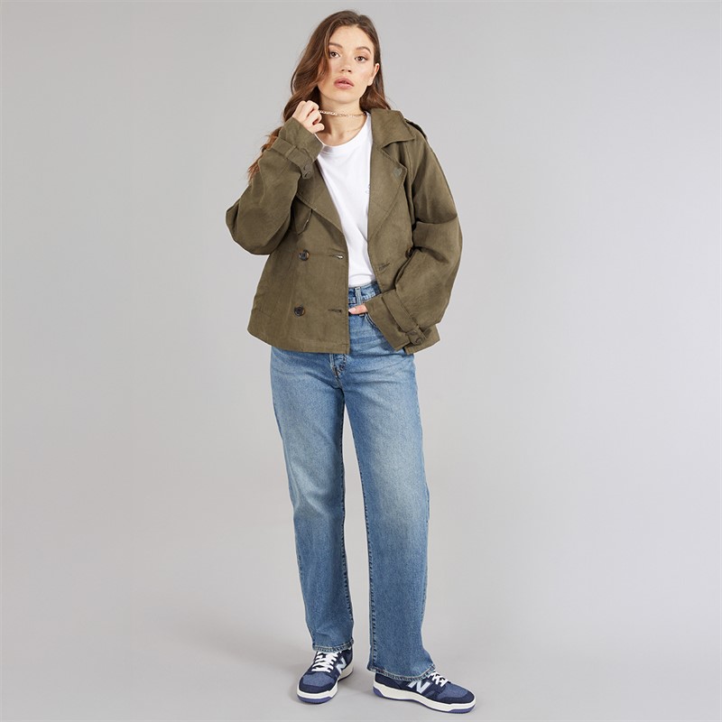 L'amore Couture Womens Olo Raglan Trench Jacket Khaki