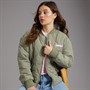 L'amore Couture Womens Mykonos Quilted Bomber Jacket Khaki
