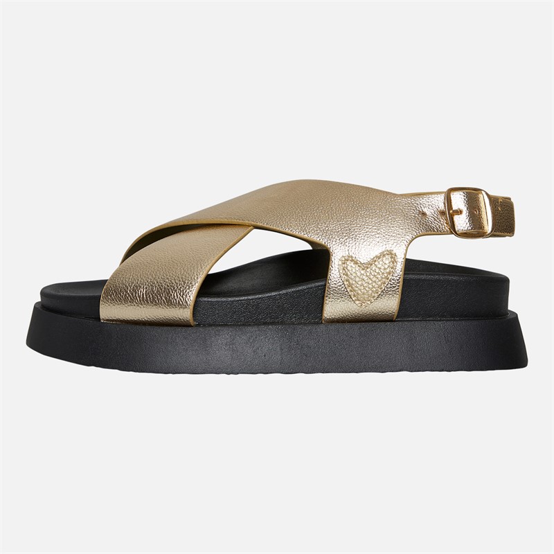 L'amore Couture Womens Adira Cross Strap Sandals Gold