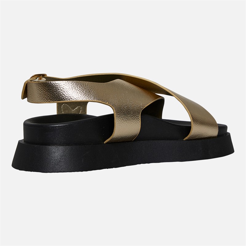 L'amore Couture Womens Adira Cross Strap Sandals Gold