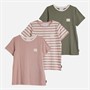 L'amore Couture Womens Alexa Three Pack T-Shirts Nude/Stripe/Khaki