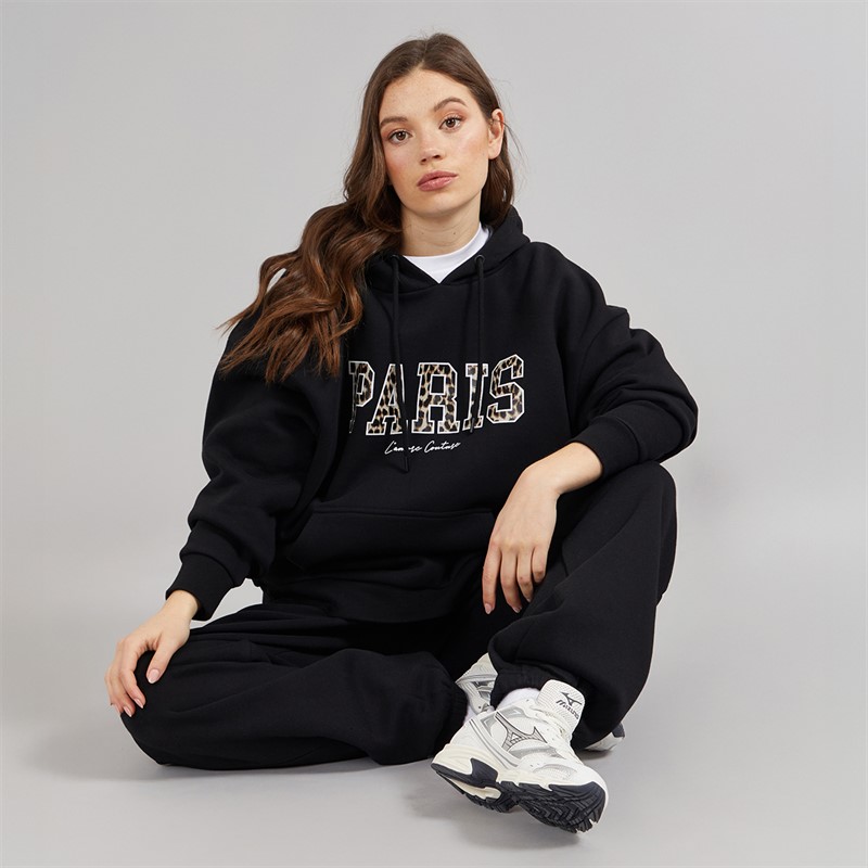 L'amore Couture Womens Nera Print Hoodie Black