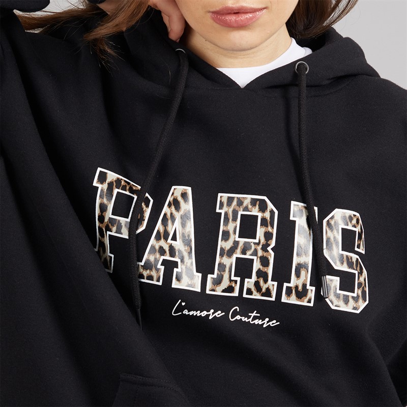 L'amore Couture Womens Nera Print Hoodie Black