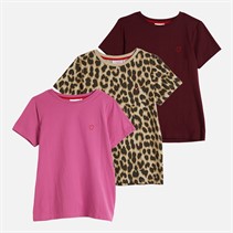 L'amore Couture Womens Malmo Three Pack T-Shirts Burgundy/Leopard/Hot Pink - Red Heart Outline Burgundy / Leopard / Hot Pink -Red Heart Outline