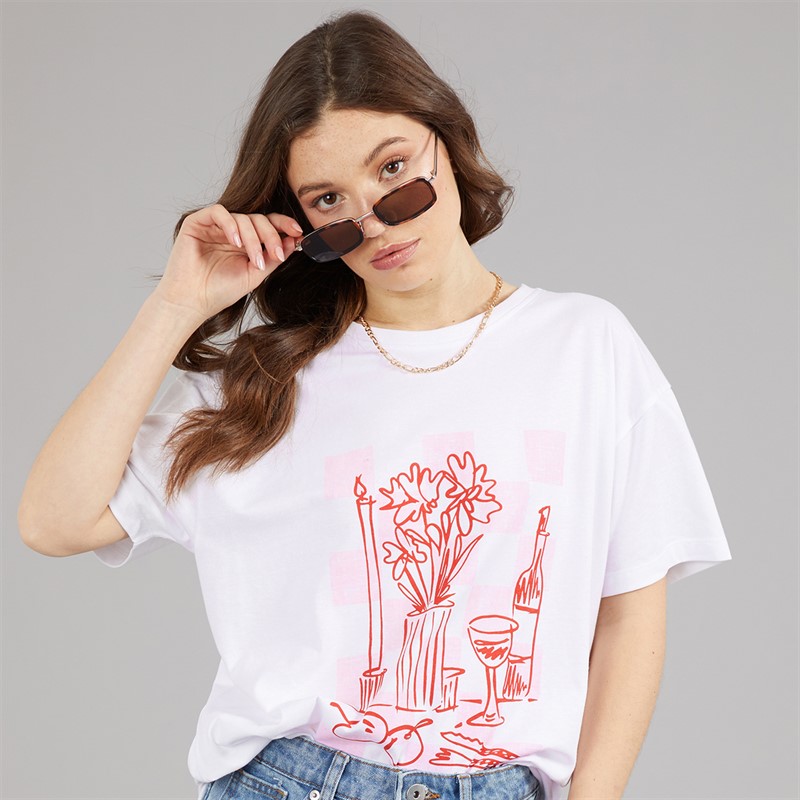 L'amore Couture Womens Tronchetto Print T-Shirt White
