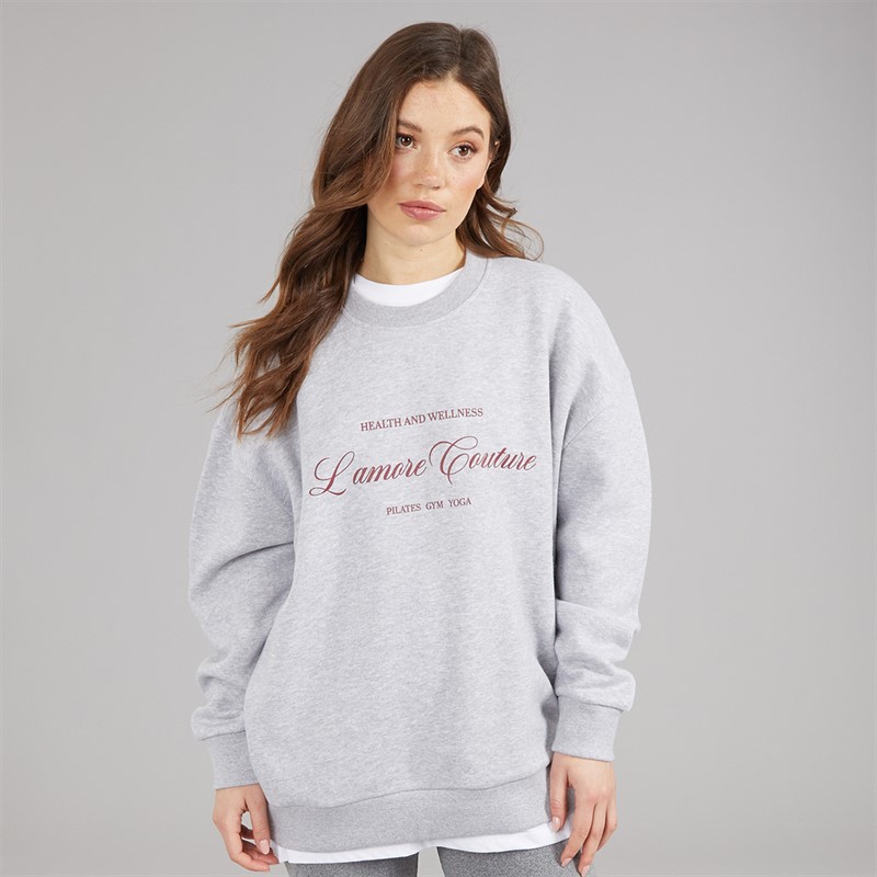 L'amore Couture Womens Sola Print Sweatshirt Grey Marl