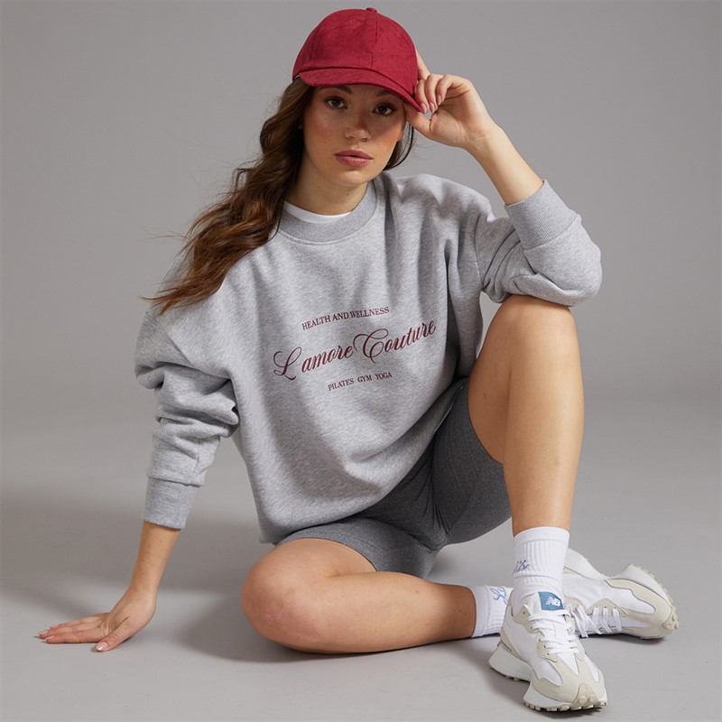 L'amore Couture Womens Sola Print Sweatshirt Grey Marl