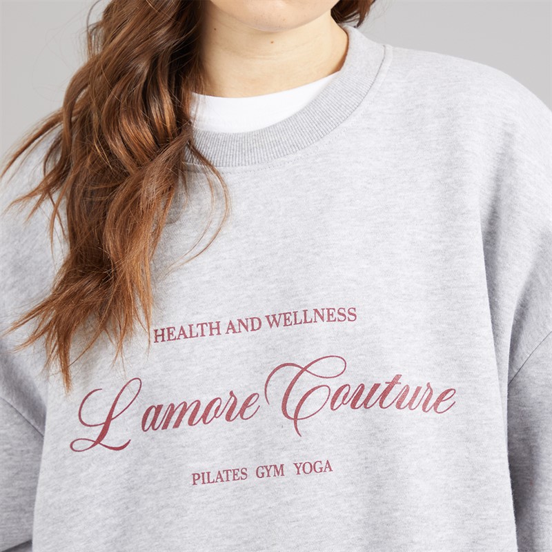 L'amore Couture Womens Sola Print Sweatshirt Grey Marl