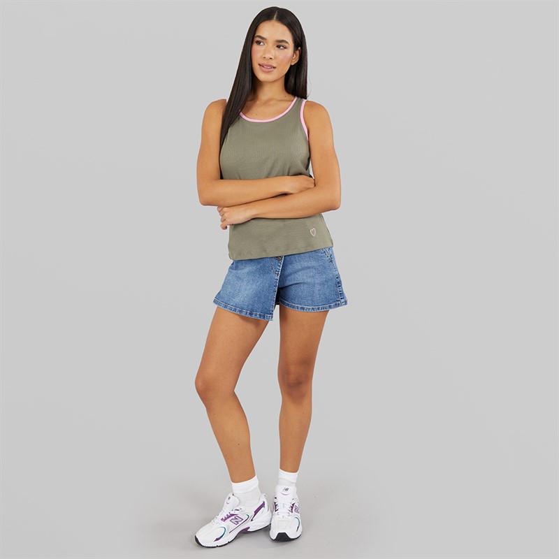 L'amore Couture Womens Chesca Three Pack Vests Khaki/Stripe/Black