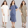 L'amore Couture Womens Liv Three Pack T-Shirts Dresses Petrol/Leopard/Cream