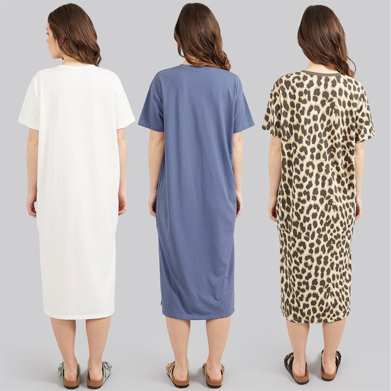 L'amore Couture Womens Liv Three Pack T-Shirts Dresses Petrol/Leopard/Cream